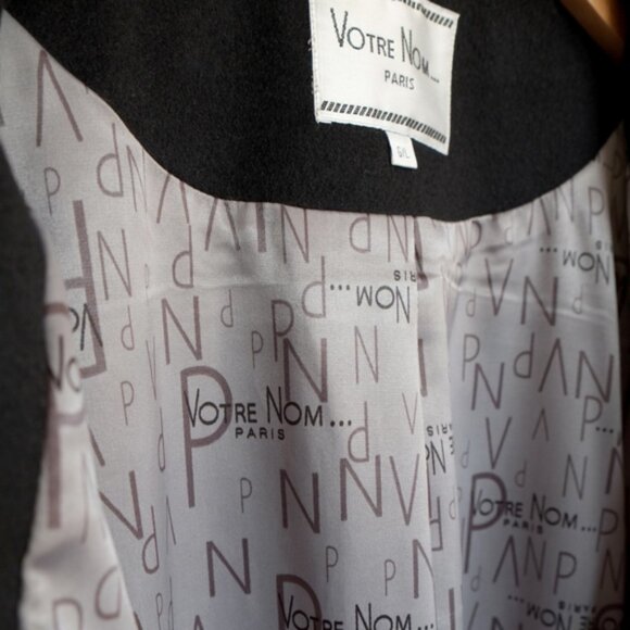 RARE! Black Votre Nom heavy wool luxury car coat - PRISTINE CONDITION! - Picture 7 of 10